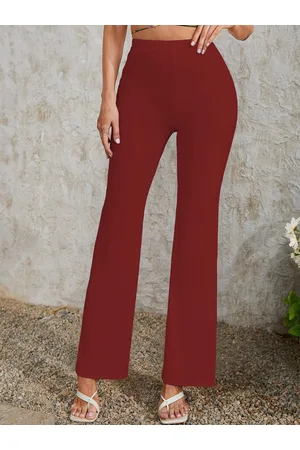 BAESD Women Relaxed Straight Leg Skinny Fit High-Rise Wrinkle Free Bootcut Trousers