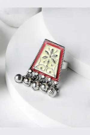 karatcart Silver Plated Adjustable Finger Ring