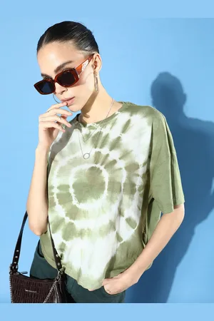 Roadster The Life Co. Tie and Dye Printed Drop-Shoulder Sleeves Pure Cotton T-shirt
