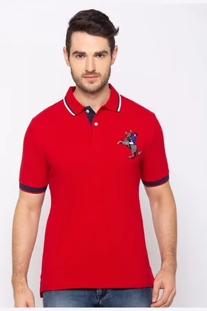 Giordano Men Red Solid Slim Fit Polo Collar T-shirt