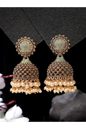 ADIVA Gold-Plated Contemporary Jhumkas