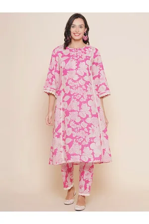 Bhama Couture Floral Printed Panelled A-Line Kurta with Trousers