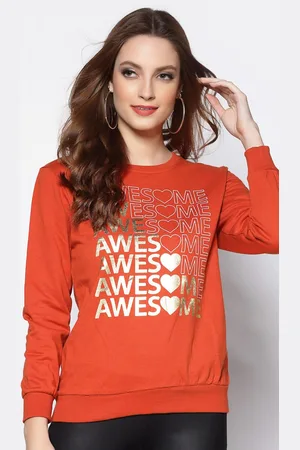 Sera Women Rust Printed Sweatshirt