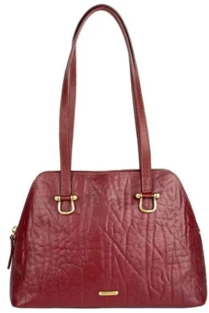 Hidesign Women Red Animal Textured Leather Structured Shoulder Bag