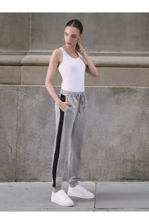 Invictus Women Grey Melange Straight Fit Solid Joggers