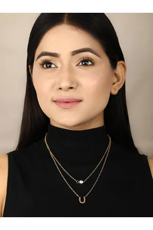 Priyaasi Set Of 2 Gold-Plated & Silver-Plated Layered Necklace