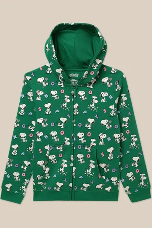 Kidsville Girls Peanuts Printed Hooded Front-Open Sweatshirts