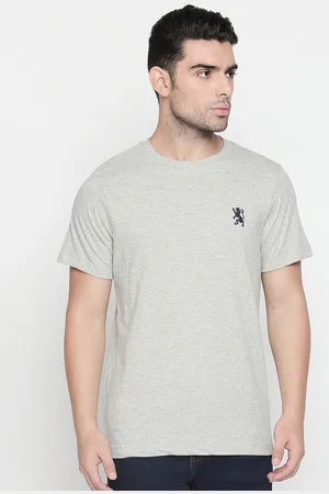 Giordano Men Grey Solid Round Neck Pure Cotton T-shirt