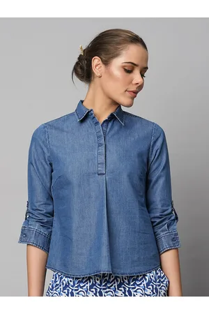 Chemistry Shirt Style Denim Top
