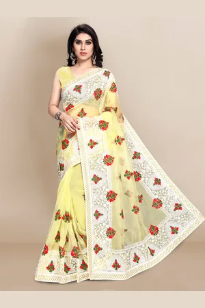 VAIRAGEE Floral Embroidered Organza Saree