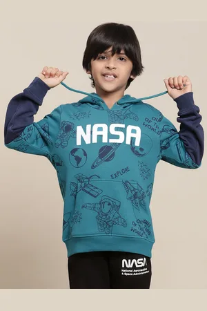 Kidsville Boys NASA Printed Hooded Pullover Sweatshirts