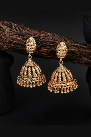 Adwitiya Collection Gold-Plated Temple Jhumkas