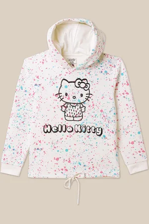 Kidsville Girls Hello Kitty Printed Hooded Pullover Sweatshirt
