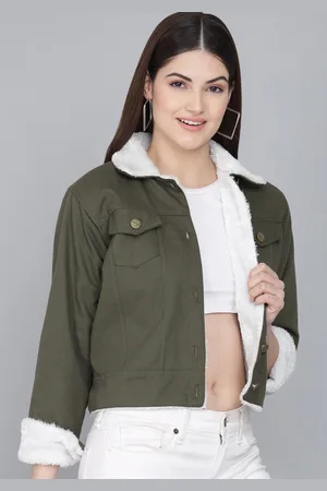 Funday Fashion Spread Collar Cotton Denim Jacket With Faux Fur Trim