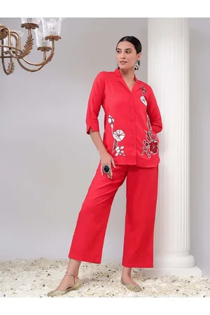 Bani Women Floral Embroidered Shirt & Palazzos Set