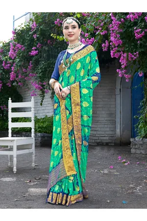 Anouk Ethnic Motifs Zari Border Nylon Silk Tie and Die Saree