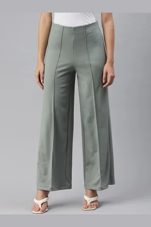 De Moza Women Relaxed Loose Fit High-Rise Parallel Trousers