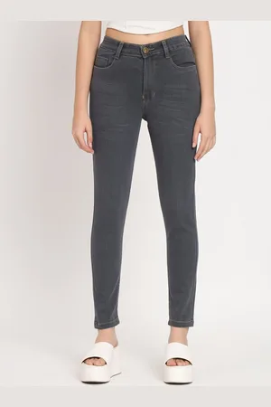 AngelFab Women Jean Skinny Fit Clean Look Cropped Cotton Jeans