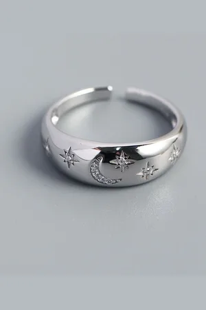Myki Silver-Plated CZ-Studded Finger Ring