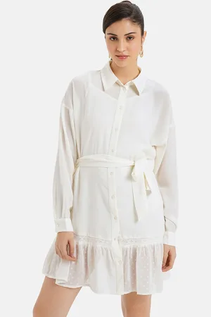 Kazo Cuffed Sleeve Shirt Mini Dress