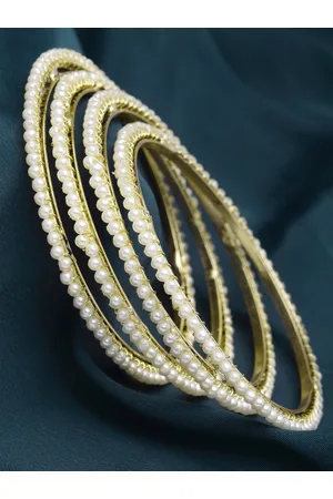 karatcart Set of 4 Gold-plated Artificial Beads Studded Bangles
