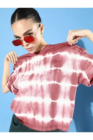 Roadster The Life Co. Tie and Dye Printed Drop-Shoulder Sleeves Pure Cotton T-shirt