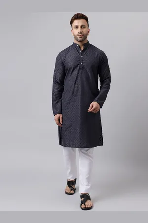 Hangup Geometric Embroidered Sequinned Band Collar Regular Kurta & Pyjamas With Jacket