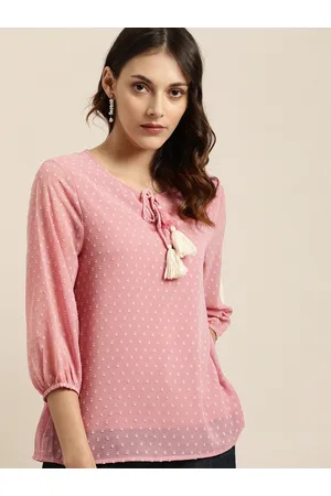 all about you Women Pink Self Design Regular Top