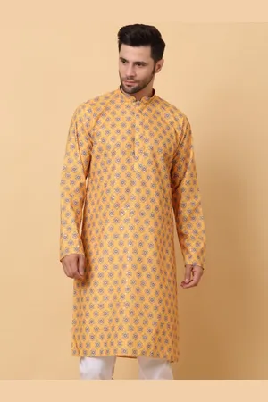 Kraft Ethnic Motifs Printed Embroided Mandarin Collar Straight Kurta