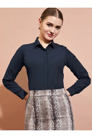 DressBerry Charcoal Slim Fit Spread Collar Formal Shirt