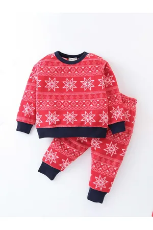 CrayonFlakes Girls Geometric Printed Round Neck Long Sleeve Top With Jogger