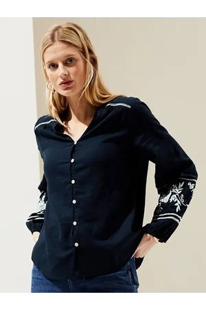 Marks & Spencer Embroidered Puff Sleeves Shirt Style Top