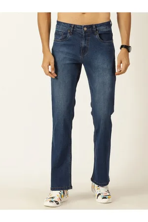HERE&NOW Men Smart Bootcut Light Fade Clean Look Stretchable Jeans