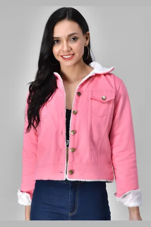 Funday Fashion Spread Collar Cotton Denim Jacket With Faux Fur Trim
