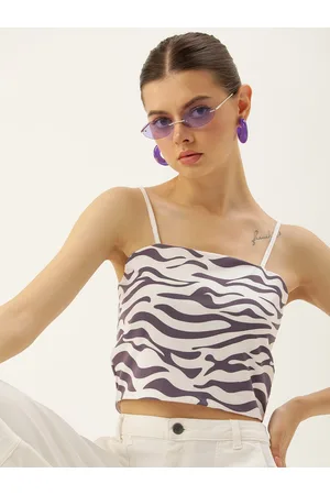 Kook N Keech Shoulder Straps Abstract Printed Tank Crop Top