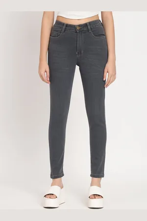 AngelFab Women Jean Skinny Fit Clean Look Cropped Cotton Jeans