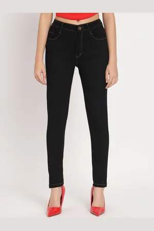 AngelFab Women Jean Skinny Fit Clean Look Cropped Cotton Jeans