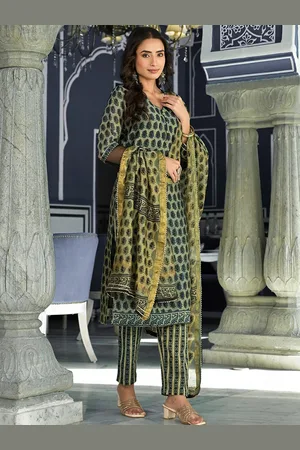 Divena World Floral Printed Chanderi Silk Kurta With Trousers & Dupatta