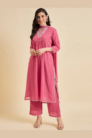Azira Ethnic Motifs Yoke Design Thread Work Straight Kurta & Trouser With Dupatta