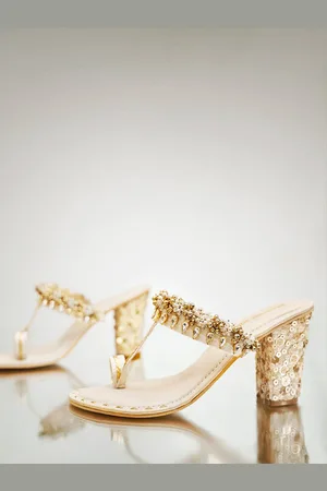 Signature Ethnic Embellished One Toe Block Heels