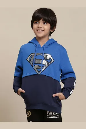 Kidsville Boys Superman Printed Hooded Pullover Sweatshirts