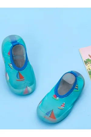 Yellow bee Infant Kids Blue & Pink Boat Printed Cotton Booties