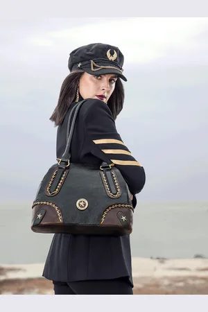 Hidesign Black Leather Structured Shoulder Bag