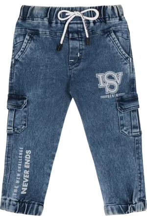 Wish Karo Boys Classic Typography Printed Regular Fit Mid-Rise Clean Look Cotton Jean