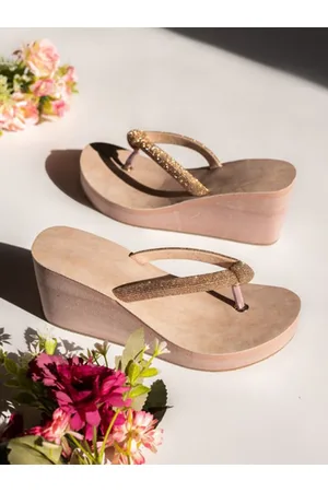 THE WHITE POLE Embellished Open Toe Platform Heels