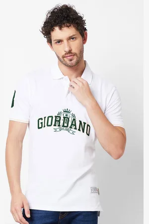 Giordano Typography Printed Polo Collar Slim Fit T-Shirt