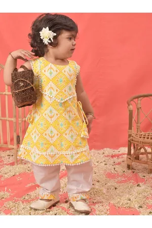Vastramay Girls Ethnic Motifs Printed Pure Cotton Kurta With Salwar
