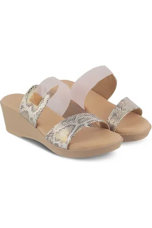 Tresmode Printed Open Toe Two Strap Wedges