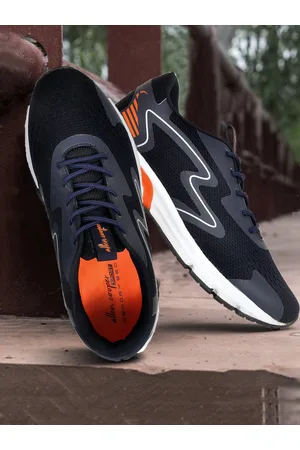 Allen Cooper Men Navy Blue & Orange Mesh Running Non-Marking Shoes