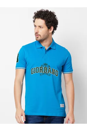Giordano Typography Printed Polo Collar Slim Fit Cotton Lycra T-shirt